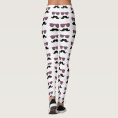 Funny Black Mustache Pink Sunglazen Patroon Leggings (Achterkant)