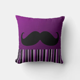 Funny Black Mustache   Retrostrips Kussen