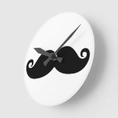 Funny  Black Mustache Ronde Klok (Hoek)