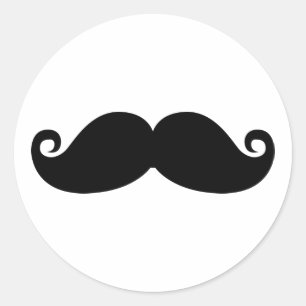 Funny Black Mustache Ronde Sticker