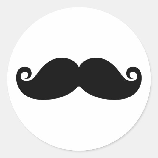 Funny  Black Mustache Ronde Sticker (Voorkant)