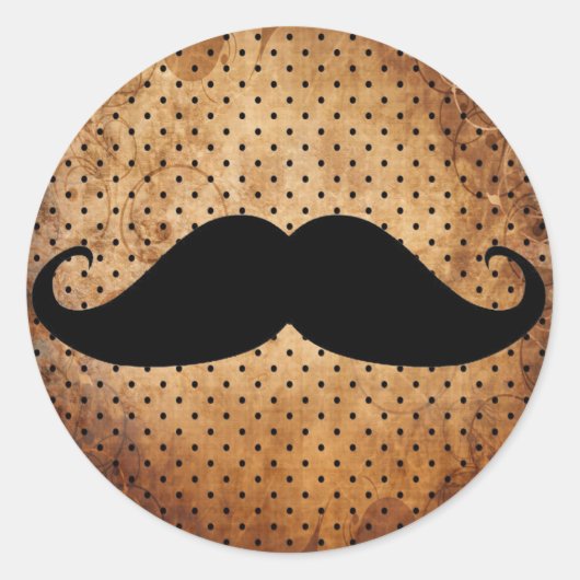 Funny Black Mustache Ronde Sticker (Voorkant)