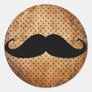 Funny Black Mustache Ronde Sticker