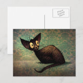 Funny Black Oriental Cat Damask Kitten Art Briefkaart (Voorkant / Achterkant)
