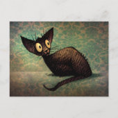 Funny Black Oriental Cat Damask Kitten Art Briefkaart (Voorkant)