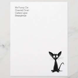 Funny Black Oriental Shorthair Cat Letterhead Briefhoofd