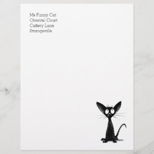 Funny Black Oriental Shorthair Cat Letterhead Briefhoofd