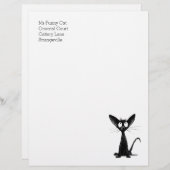 Funny Black Oriental Shorthair Cat Letterhead Briefhoofd (Voorkant / Achterkant)