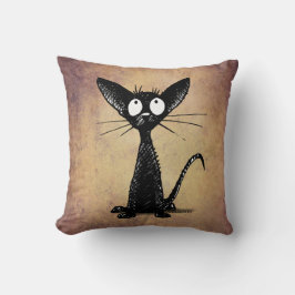 Funny Black Oriental Shorthair Cat op  Tan Kussen