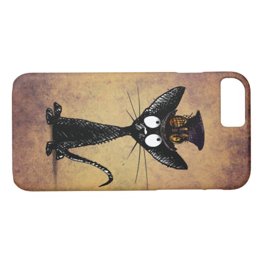 Funny Black Oriental Shorthair Steampunk Cat Case-Mate iPhone Case (Achterkant (Horizontaal))