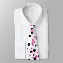 Funny Black Pink Confetti Polka Dots on White