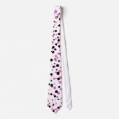 Funny Black Pink Confetti Polka Dots on White Stropdas (Voorkant)