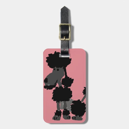 Funny Black Poodle Art Origineel Bagagelabel (Voorkant verticaal)