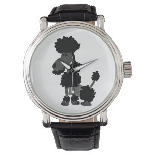 Funny Black Poodle Dog Art Horloge