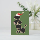 Funny Black Poodle in Santa Hat-kerstkunst Feestdagenkaart (Staand voorkant)