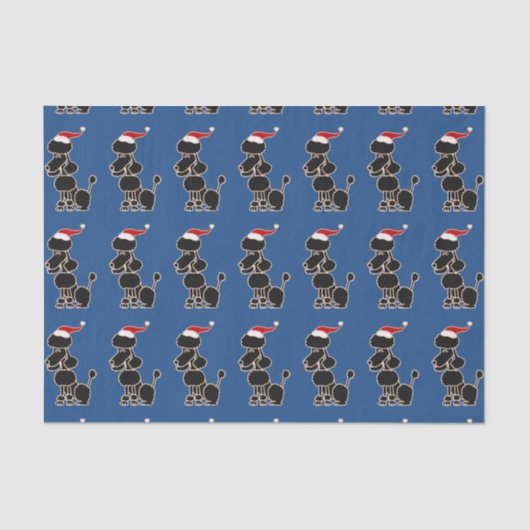 Funny Black Poodle in Santa Hat-kerstkunst Tissuepapier (Voorkant)