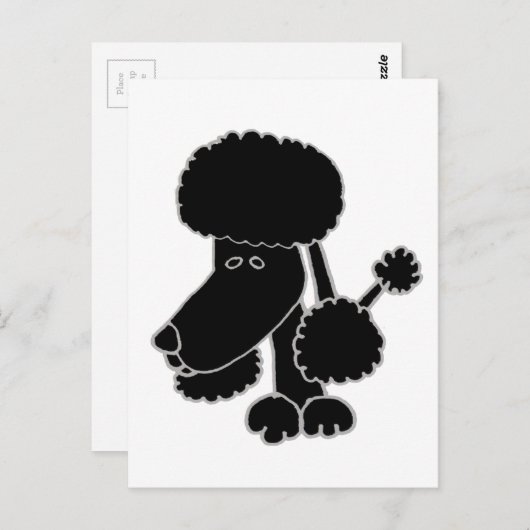Funny Black Poodle Puppy Dog Cartoon Briefkaart (Voorkant / Achterkant)