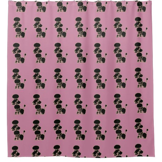 Funny Black Poodle Shower Curtain Douchegordijn (Voorkant)