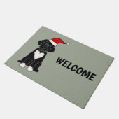 Funny Black Portugal Water Dog Kerstmis Deurmat (Schuin)