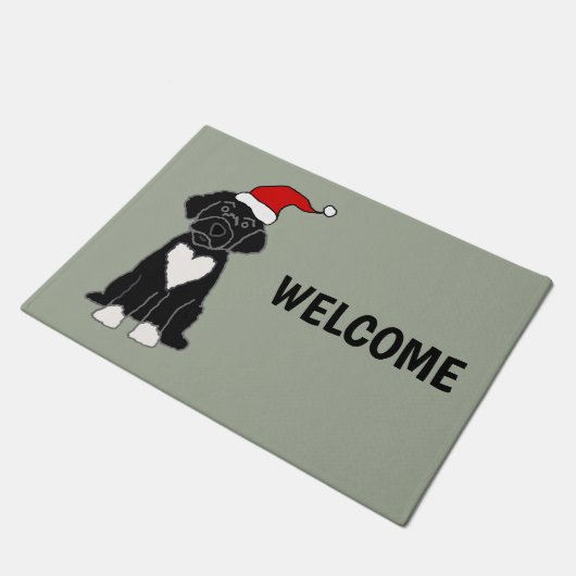 Funny Black Portugal Water Dog Kerstmis Deurmat (Schuin)