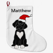 Funny Black Portugal Water Dog Kerstmis Grote Kerstsok (Voorkant)