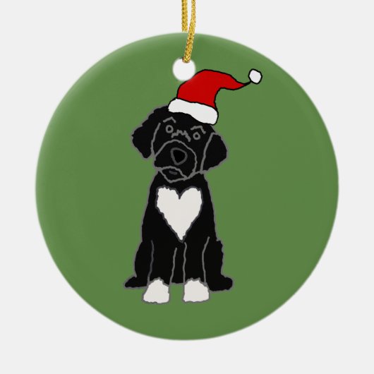 Funny Black Portugal Water Dog Kerstmis Keramisch Ornament (Voorkant)