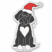 Funny Black Portugal Water Dog Kerstmis Sticker (Voorkant)