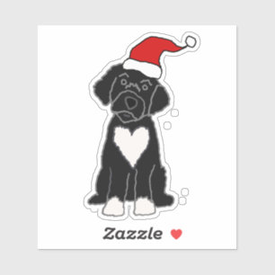 Funny Black Portugal Water Dog Kerstmis Sticker