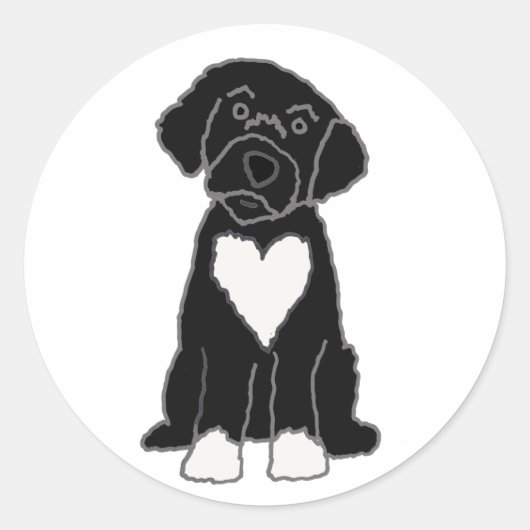Funny Black Portugal Water Dog Ronde Sticker (Voorkant)