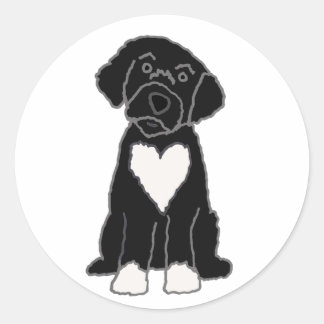 Funny Black Portugal Water Dog Ronde Sticker