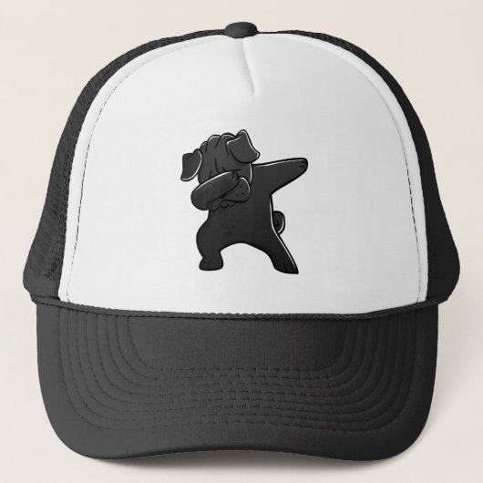 Funny Black Pug Dabbing Trucker Pet (Voorkant)