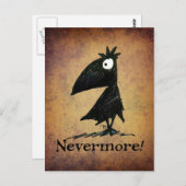 Funny Black Raven van Edgar Allen Poe - Nevermore Briefkaart (Voorkant / Achterkant)