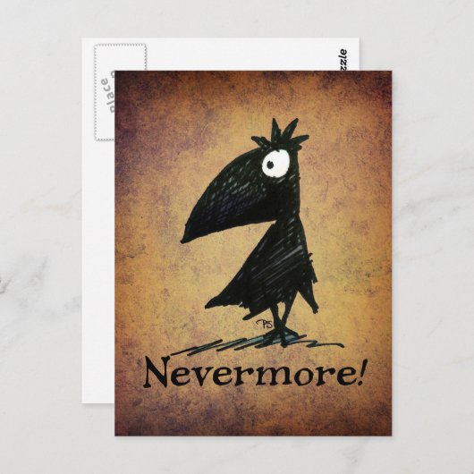 Funny Black Raven van Edgar Allen Poe - Nevermore Briefkaart (Voorkant / Achterkant)