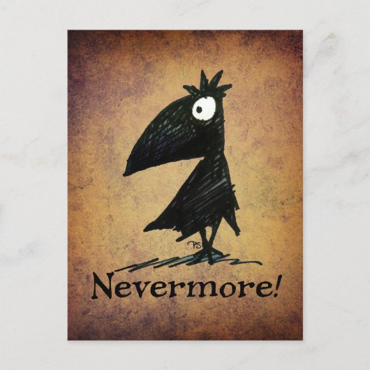 Funny Black Raven van Edgar Allen Poe - Nevermore Briefkaart (Voorkant)