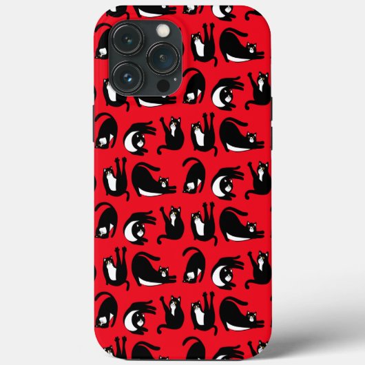 Funny Black Red Cat Fitness Case-Mate iPhone Case (Achterkant)