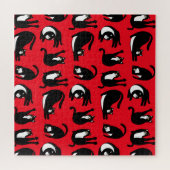 Funny Black Red Cat Fitness Legpuzzel (Horizontaal)
