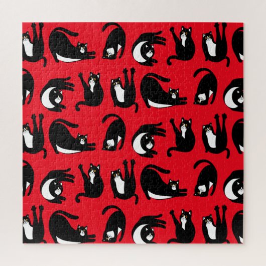 Funny Black Red Cat Fitness Legpuzzel (Verticaal)