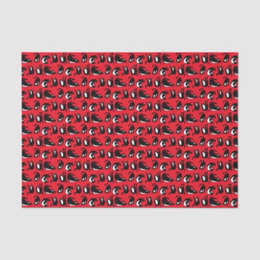 Funny Black Red Cat Fitness Tissuepapier (Voorkant)