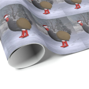 Funny Black Rooster Santa Claus Cadeaupapier
