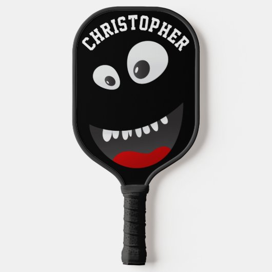 Funny Black Scary Face Novelty Persoonlijke naam Pickleball Paddle (Achterkant)