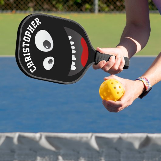 Funny Black Scary Face Novelty Persoonlijke naam Pickleball Paddle (Insitu)