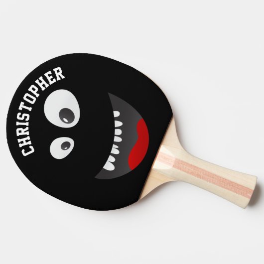 Funny Black Scary Face Novelty Persoonlijke naam Tafeltennisbatje (Zijkant)