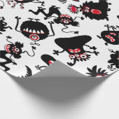 FUNNY BLACK SCARY MONSTERS WRAPPING PAPER CADEAUPAPIER (Hoek)