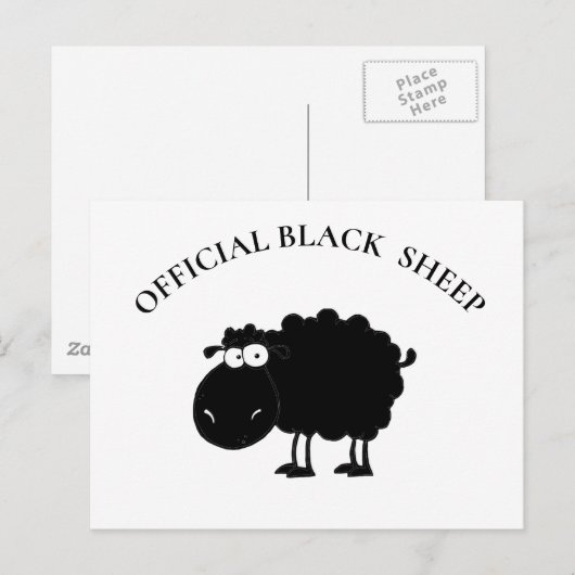 Funny black schaap briefkaart (Voorkant / Achterkant)
