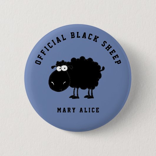 Funny black schaap ronde button 5,7 cm (Voorkant)