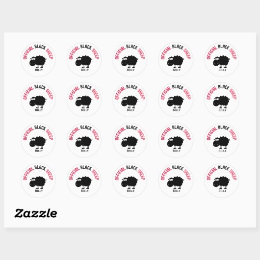 Funny black schaap ronde sticker (Vel)