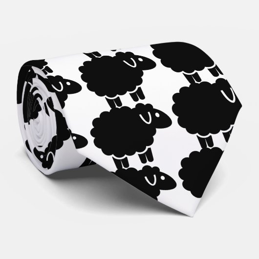 Funny black schaap stropdas (Opgerold)