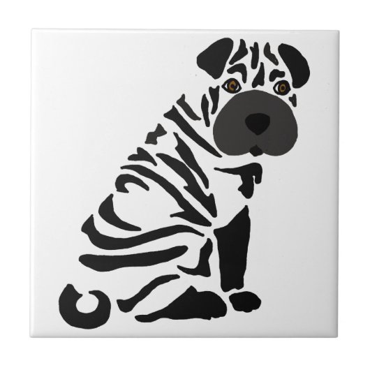 Funny Black Shar Pei Dog Abstracte kunst Tegeltje (Voorkant)