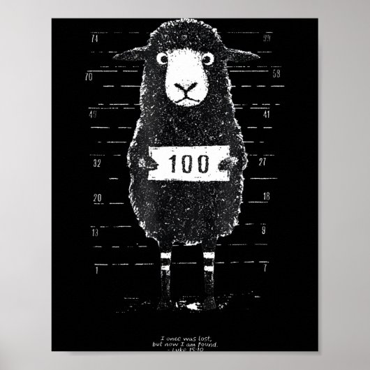 Funny Black Sheep Mugshot Lost But Found Humor Fun Poster (Voorkant)