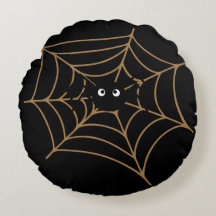 Funny Black Spider Rond Sierkussen (16")